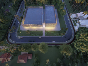 Commercial building Revit Lumion with 3d grass 3D-Modell
