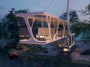 Beach Mountain cliff house Modern Organic architecture 3ds max corona 3D Model
