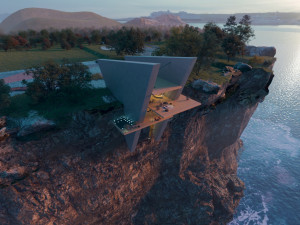 Beach Mountain cliff house Modern architecture Revit and 3ds max corona 3D Model