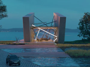 Beach Mountain cliff house Modern architecture Revit and 3ds max corona 3D Model