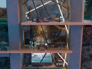 Beach Mountain cliff house Modern architecture Revit and 3ds max corona 3D Model