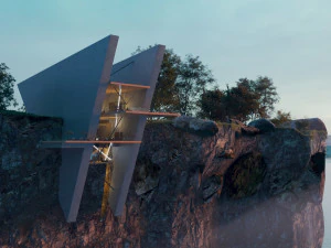 Beach Mountain cliff house Modern architecture Revit and 3ds max corona 3D Model