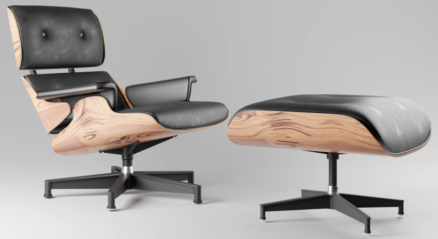 Eames Lounge Chair 3D 3D Model .c4d .max .obj .3ds .fbx .stl .blend