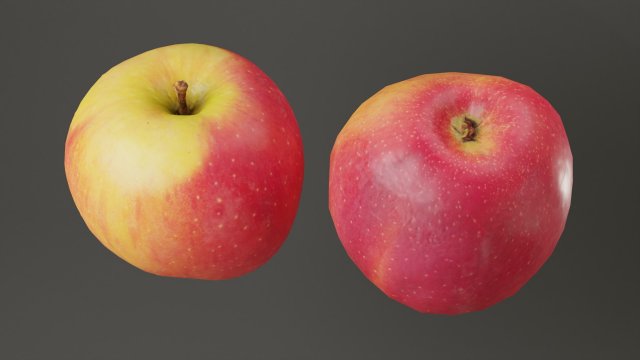 red apple game ready 3D Model .c4d .max .obj .3ds .fbx .stl .blend 