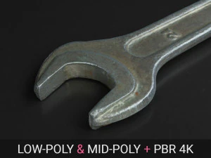photoreal гайковий ключ модель 02, готова до гри 3D Модель