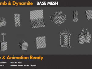 12 Bomb Dynamite Basemeshe 3Dモデル