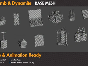 12 Bomb Dynamite Basemeshe 3D Model