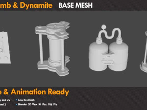 12 Bomb Dynamite Basemeshe 3D Model