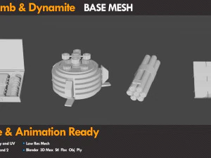12 Bomb Dynamite Basemeshe 3D Model