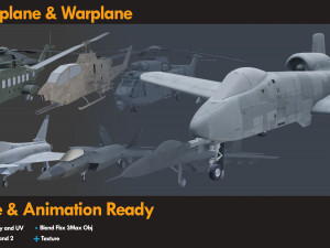 7 Airplane Warplane Helicopter 3D Models