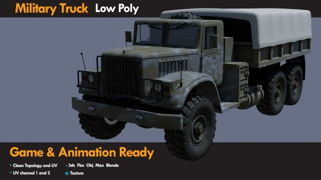 Military Truck 3D Model .c4d .max .obj .3ds .fbx .stl .blend 