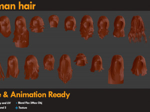 21 Woman Hair 3D Модель