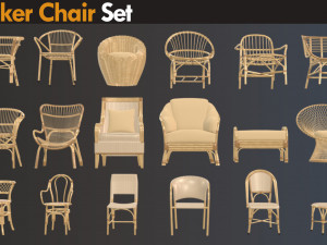 Wicker chair set 3Dモデル