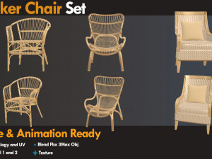 Wicker chair set 3Dモデル