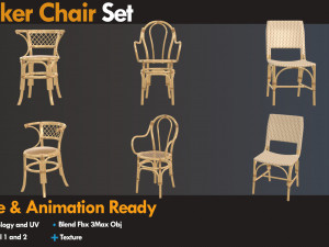 Wicker chair set 3Dモデル