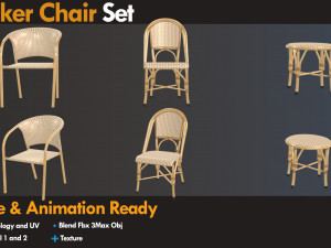 Wicker chair set 3Dモデル