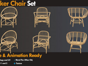Wicker chair set 3Dモデル
