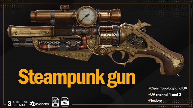 Steampunk 3D Модель .c4d .max .obj .3ds .fbx .stl .blend 