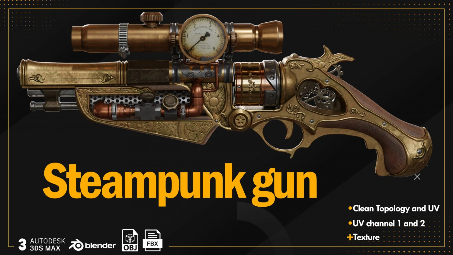 Steampunk 3D Model .c4d .max .obj .3ds .fbx .stl .blend 