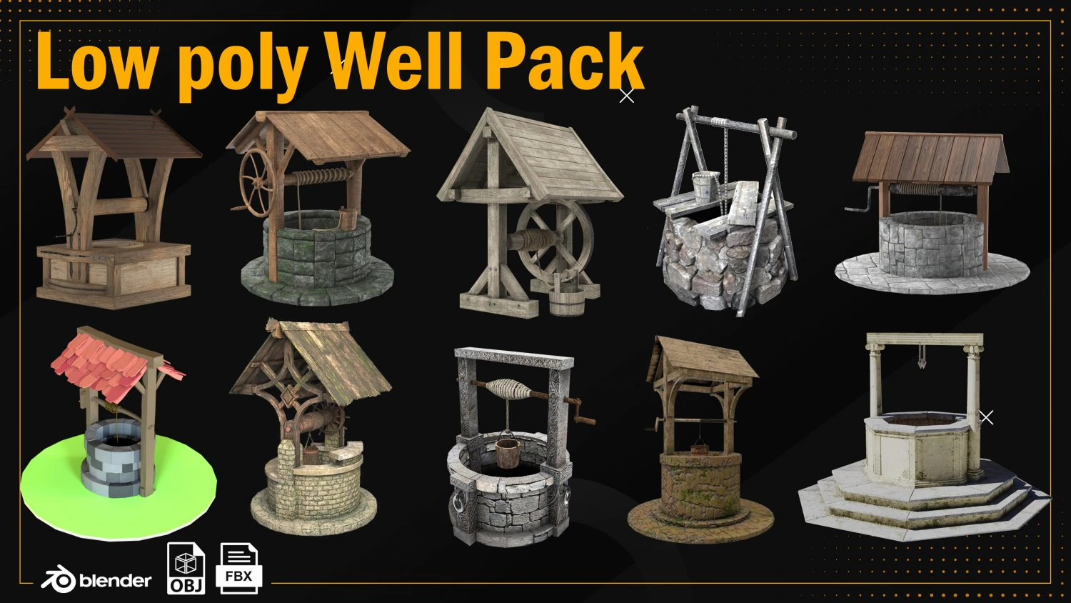 Low Poly Well Pack Bacemesh 3D Model .c4d .max .obj .3ds .fbx .stl .blend 