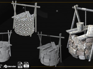 Low Poly Well Pack Bacemesh 3D Модель