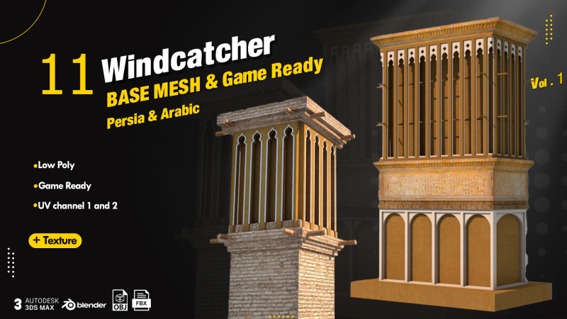Windcatcher BASE MESH 3D 모델 .c4d .max .obj .3ds .fbx .stl .blend