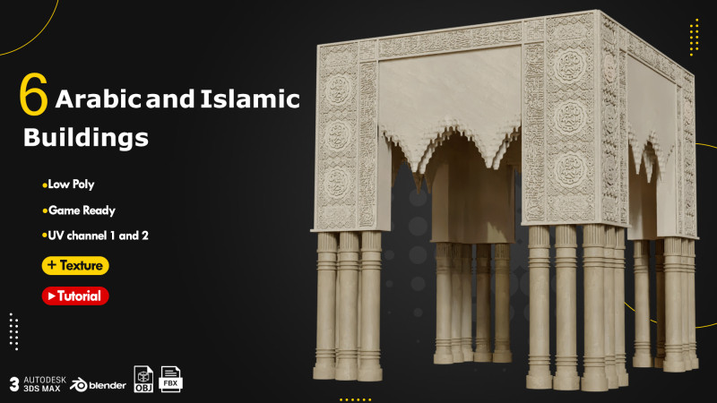 6 Arabic and Islamic Buildings Modelo 3D .c4d .max .obj .3ds .fbx .stl .blend