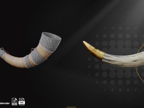 FREE 6 Viking Horn and Tutorial Free 3D Modell