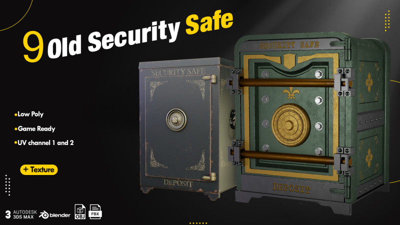9 Old Security Safe Tutorial 3D Model .c4d .max .obj .3ds .fbx .stl .blend 