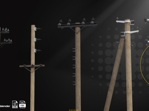 20 Low Poly Utility Poles Modello 3D