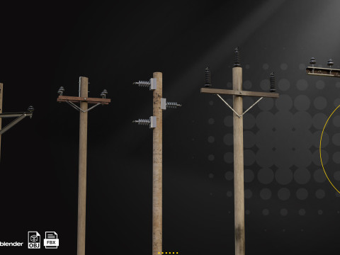 20 Low Poly Utility Poles Modello 3D