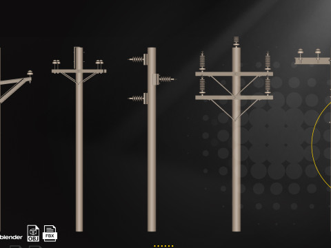 20 Low Poly Utility Poles Modello 3D
