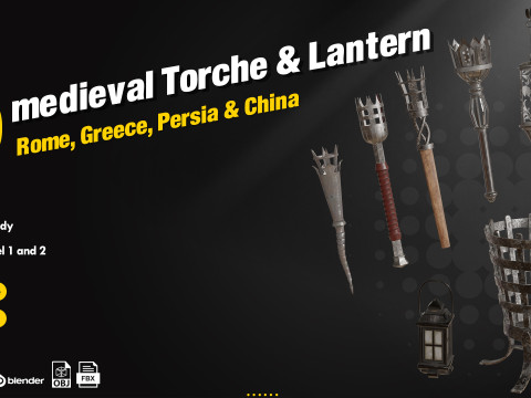 30 Medieval Torches Lantern 3D Model
