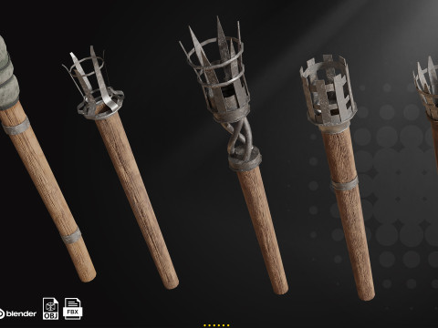 30 Medieval Torches Lantern 3D Model