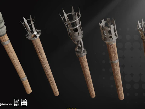 30 Medieval Torches Lantern 3D Model