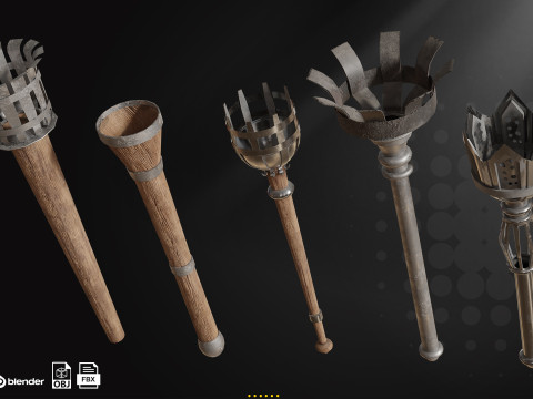 30 Medieval Torches Lantern 3D Model