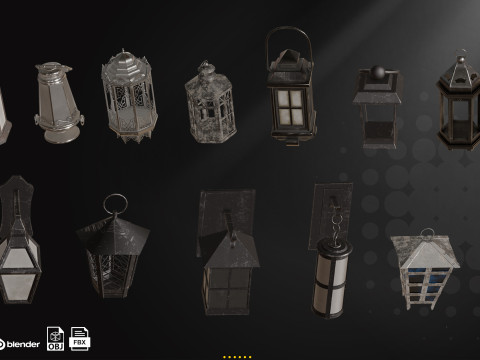 30 Medieval Torches Lantern 3D Model
