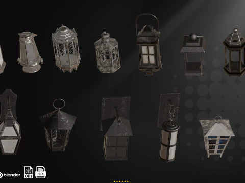 30 Medieval Torches Lantern 3D Model