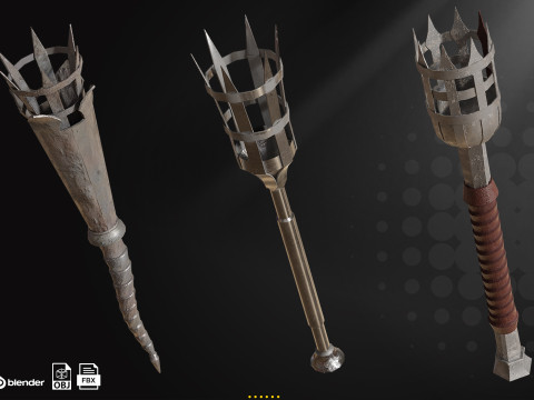 30 Medieval Torches Lantern 3D Model