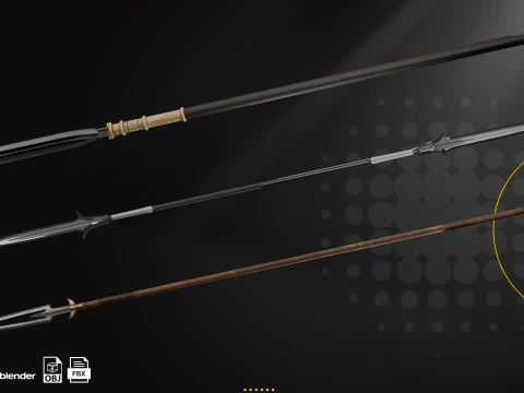 Shield and Spear Pack 3D Model