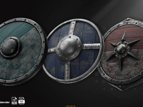 Shield and Spear Pack 3D Model