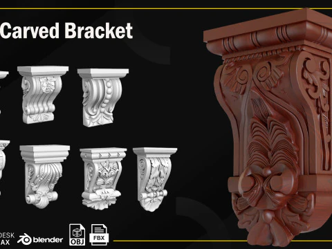 33 조각된 브래킷 3D 모델