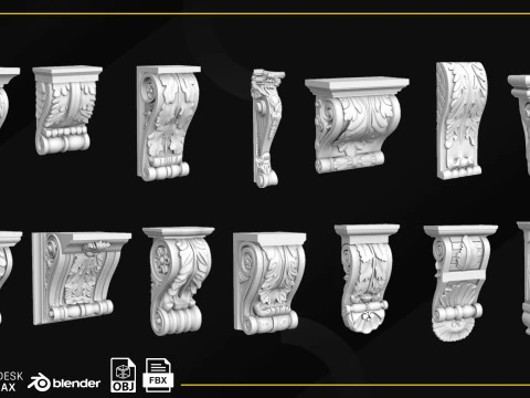 33 Carved Bracket 3D Model