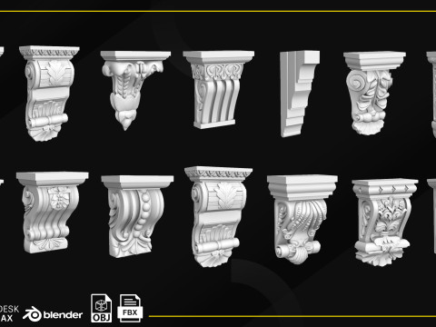 33 Carved Bracket 3D मॉडल