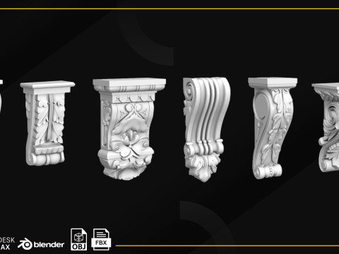 33 Carved Bracket 3D मॉडल