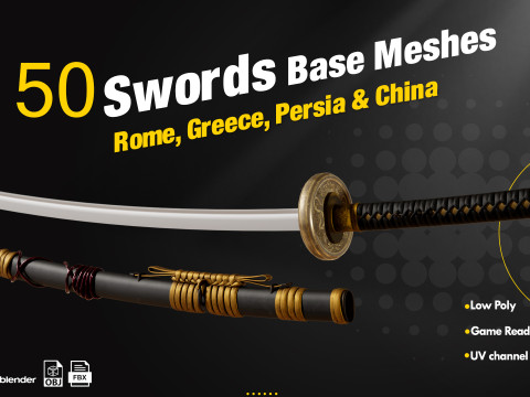 50 Sword Base Mesh 3D मॉडल