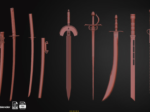 50 Sword Base Mesh Model 3D