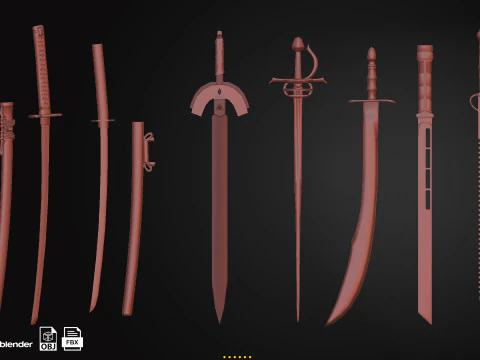 50 Sword Base Mesh 3D Model