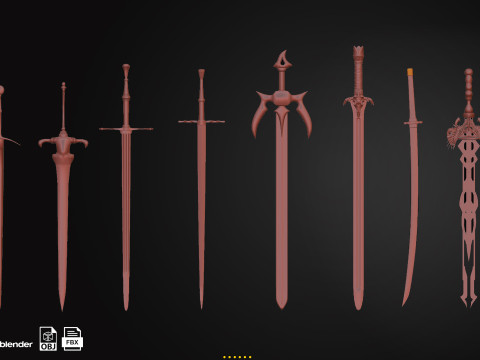 50 Sword Base Mesh Model 3D
