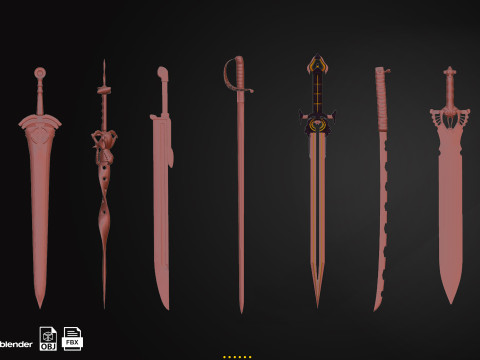 50 Sword Base Mesh Model 3D